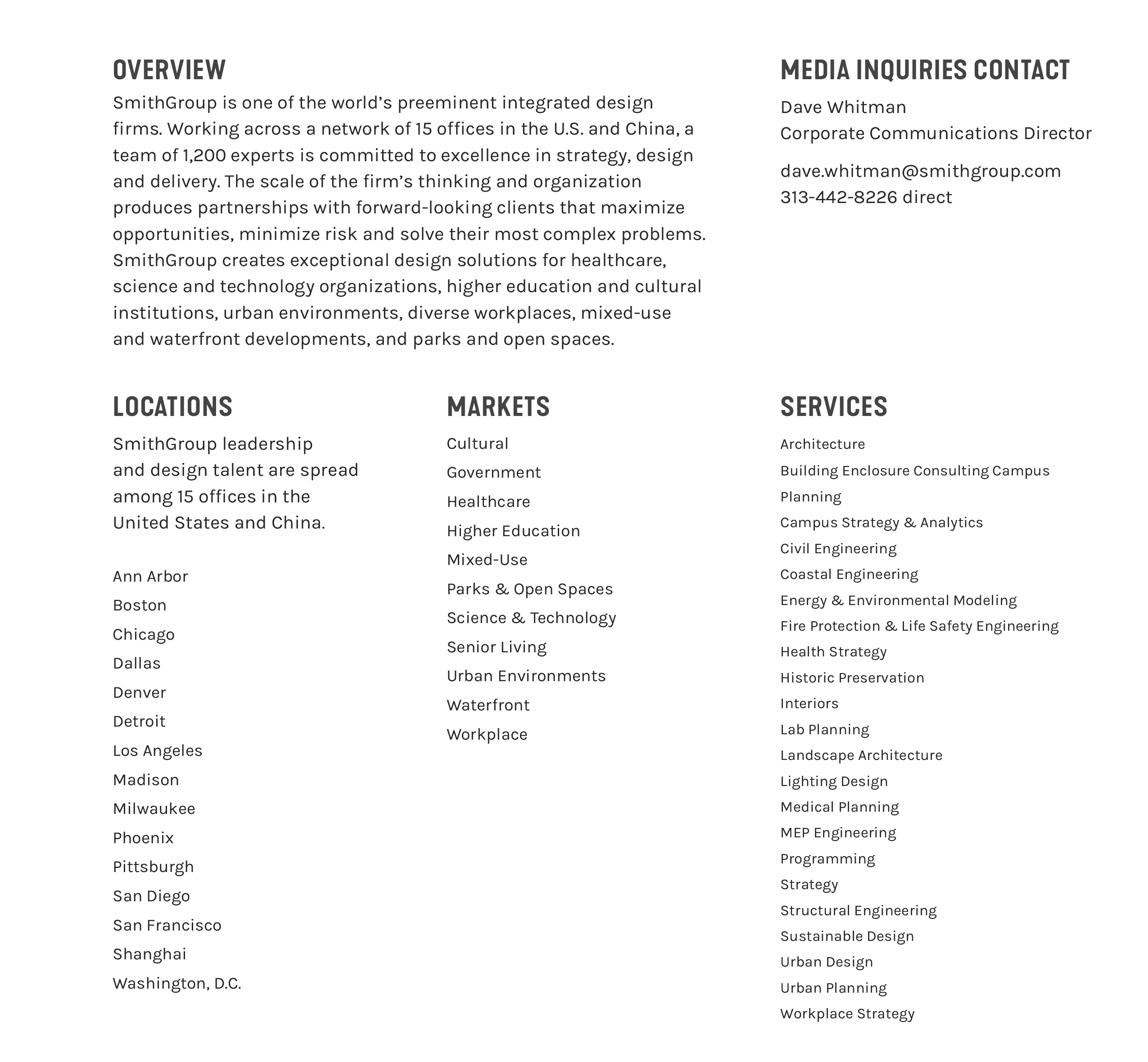 Company Fact Sheet SmithGroup 2021