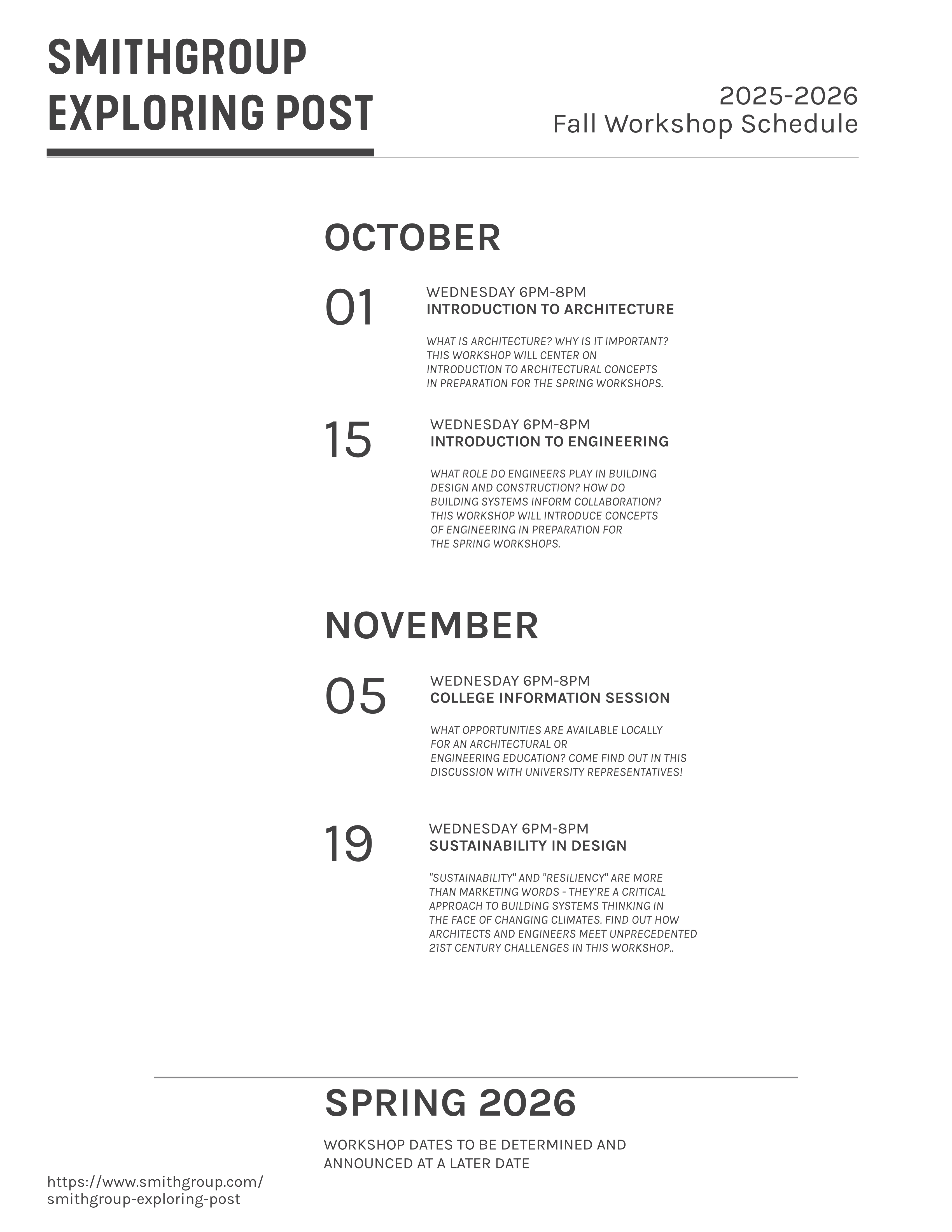 Exploring Post Schedule Fall 2025