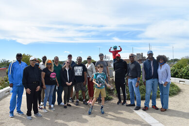 Photo of a community trail tour for the Bronzeville trail planning process in Chicago