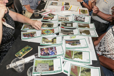 Photograph of a design-your-trail public engagement activity for Detroit's Joe Louis Greenway