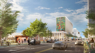 Conceptual rendering of a high-speed rail station in the City of Fresno, CA
