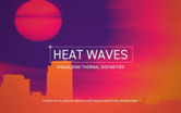 Title screen for Heat Waves research showing a thermal image of a city skyline