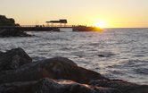 Photo of sun setting over Euclid's Lake Erie waterfront