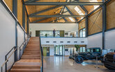 Interior photo of Davey Tree SEED Campus building highlighting the low-carbon structural system