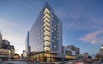 SmithGroup Sutter CPMC Van Ness Campus Hospital Dusk Exterior