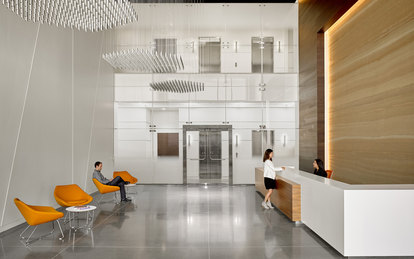 Spear Street Stadium Tech Center Lobby Workplace Office Design Santa Clara SmithGroup