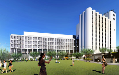 Hayden Flour Mill Redevelopment Tempe rendering Arizona Mixed-Use Hospitality SmithGroup Phoenix