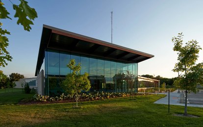 Johnson County Medical Examiner Exterior front entrance science technology architecture