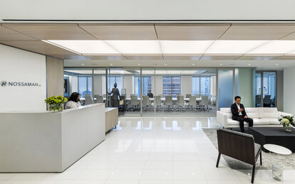 Nossaman LLP Los Angeles Office Lobby Interior Design SmithGroup