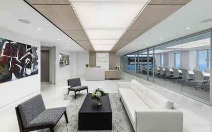 Nossaman LLP Los Angeles Office Lobby Seating Interior Design SmithGroup